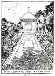 Paved Garden Walk Leading to Summer House, from Thomas Mawson