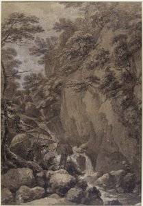 Sir George Beaumont and Joseph Farington painting a waterfall, 1777 by Thomas Hearne