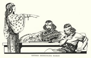 Esther Denouncing Haman by Thomas Heath Robinson