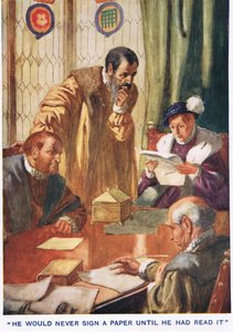 He Would Never Sign a Paper Until He Had Read It by Thomas Heath Robinson