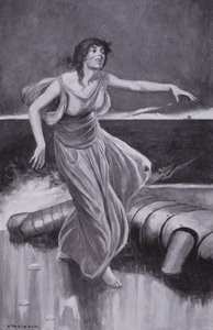 Medeia Lifted Up Her Hands Before Him, and Sang, Till Talus Sank Beneath Her Spell by Thomas Heath Robinson