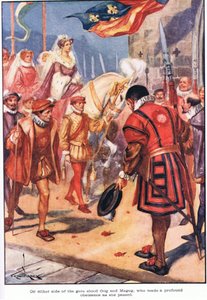 On Either Side of the Gate Gog and Magog, Who Made a Profound Obeisance as She Passed by Thomas Heath Robinson