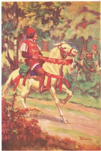 Robin and his companion saw master Patrington riding towards them by Thomas Heath Robinson