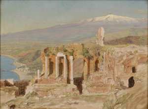 View of the Ruins of the Greek Theater at Taormina and Mount Etna, Sicily by Thomas Hiram Hotchkiss