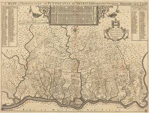 A Map of the Improved Part of Pennsylvania in America, Divided into Counties, Townships and Lots by Thomas Holme