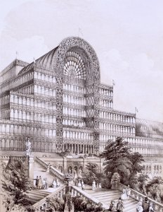 Crystal Palace at Sydenham, the front of the Great Transept by Thomas Hosmer Shepherd