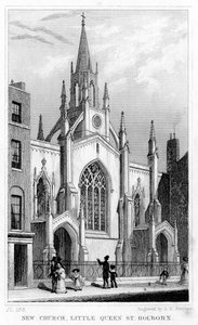 New Church, Little Queen Street, Holborn, London by Thomas Hosmer Shepherd