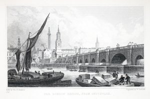 Old London Bridge, from Southwark, from 