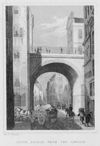 South Bridge from the Cowgate, Edinburgh engraved by William Watkins
