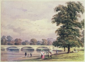 The Bridge between Kensington Gardens and Hyde Park on the Serpentine by Thomas Hosmer Shepherd