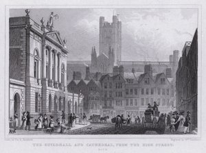 The Guildhall and Cathedral, from the High Street, Bath