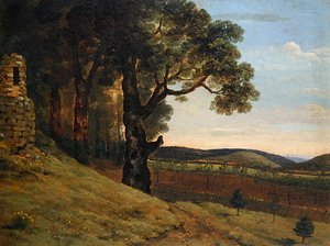 Welsh Landscape with Oak Trees by a Ruin