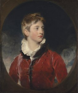Portrait of Frederick William Stewart, 4th Marquess of Londonderry, K.P., M.P. (1805-1872) When a Boy, Half-Length, in a Red Coat, in a Feigned Oval by Thomas Lawrence