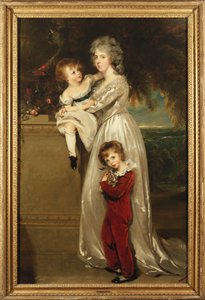 Portrait of Mrs. Annesley Standing Full Length, in a White Dress with Her Two Children by Thomas Lawrence