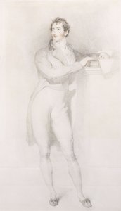 Portrait of Sir Francis Burdett, Bart, small full-length, standing by a mantelpiece, c.1796 by Thomas Lawrence