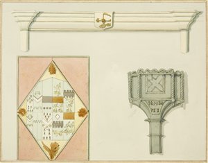 Chimneypiece, stained glass and snow box at 35 High Street