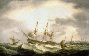 A Three Master adrift in the Downs with help at Hand by Thomas Luny