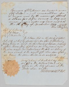 Bill of Sale for a Man Named Daniel to Jerome B. Annis by Thomas May