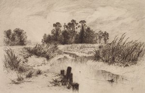 Marshy Landscape with Stream by Thomas Moran