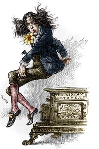 Cartoon of Oscar Wilde (1854-1900), dressed as a dandy, made during his trip to the United States in 1882. Drawing by Thomas Nast in 