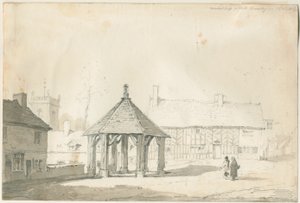 Abbots Bromley Tudor - Market Cross and House by Thomas Peploe Wood