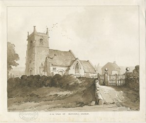 Bucknall Church: Sepia Drawing