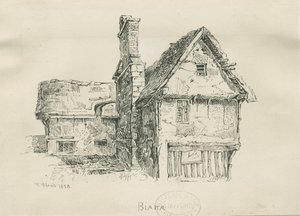Eccleshall - Biana Hall (pen and ink drawing), 1833 by Thomas Peploe Wood