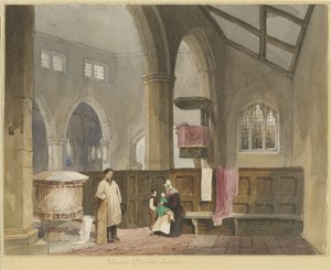 Interior of Standon Church by Thomas Peploe Wood