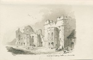 Tutbury Castle - Court Yard: pen and wash drawing, 27 Nov 1837 by Thomas Peploe Wood