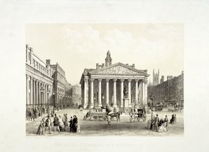 Royal Exchange and the Bank of England on the Left, London