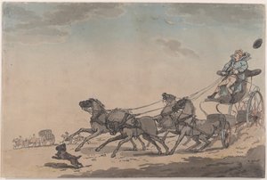A Four-in-Hand, or The Runaway Carriage by Thomas Rowlandson