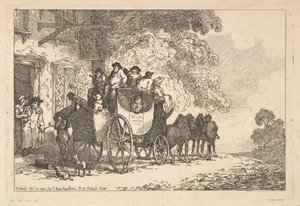 A Laden Stage Coach Outside a Post House by Thomas Rowlandson