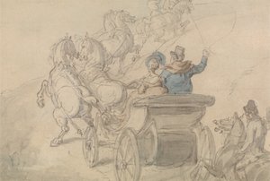 A Phaeton and Six by Thomas Rowlandson