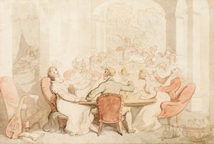 A Raucous Lunch at a Country House by Thomas Rowlandson