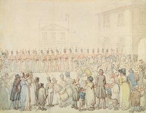 A Review of the Northamptonshire Militia at Brackley, Northants by Thomas Rowlandson