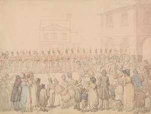 A Review of the Northampton Militia at Brackley by Thomas Rowlandson