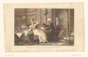 Doctor Syntax with a Woman in a Library by Thomas Rowlandson