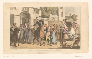 Doctor Syntax Departs on His Horse from the Village by Thomas Rowlandson