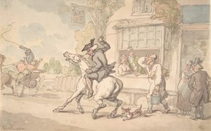 Dr. Syntax with a Balky Horse Before an Inn by Thomas Rowlandson