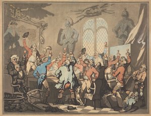 Fox-hunting: The Dinner by Thomas Rowlandson