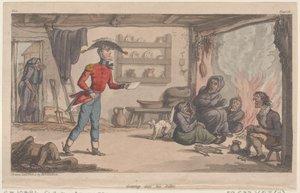 Getting into his Billet, from The Military Adventures of Johnny Newcome by Thomas Rowlandson