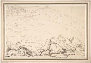 Hilly Landscape with Rocks by Thomas Rowlandson