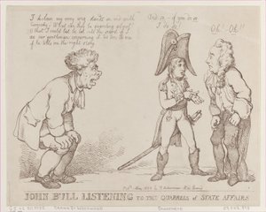John Bull Listening to the Quarrels of State Affairs, May 1, 1803