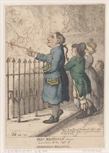 John Rosedale Mariner, Exhibitor at the Hall of Greenwich Hospital, April 26, 1807 by Thomas Rowlandson