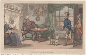 Johnny safe returned to his Mama, from The Military Adventures of Johnny Newcome, 1815 by Thomas Rowlandson