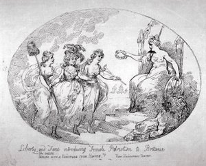 Liberty and Fame Introducing Female Patriotism to Britannia by Thomas Rowlandson