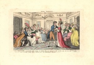 Man forced to kiss an ugly woman at a dance party by Thomas Rowlandson