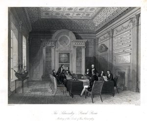 Meeting of the Lords of the Admiralty in the Board Room, Admiralty by Thomas Rowlandson