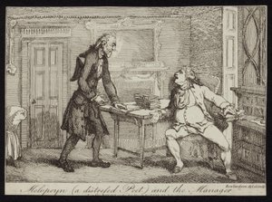 Melopoyn a distressed poet and the Manager by Thomas Rowlandson