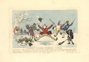 Men Falling on Ice Skates, Another Falling Through the Ice by Thomas Rowlandson
